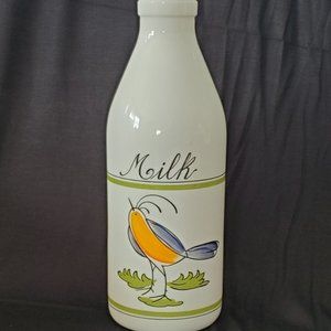 Egizia Opaque White Hand Painted Bird Glass Milk B